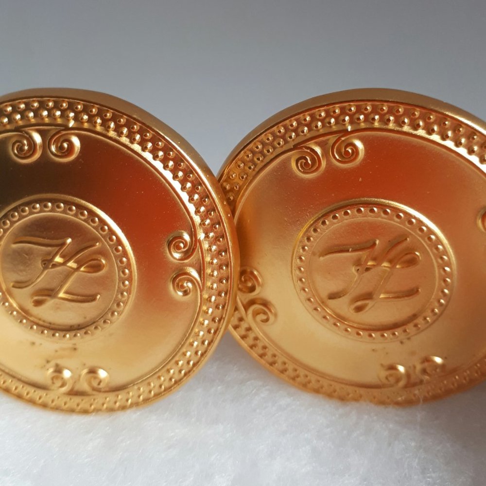 Vintage Karl Lagerfeld gold tone clip earrings